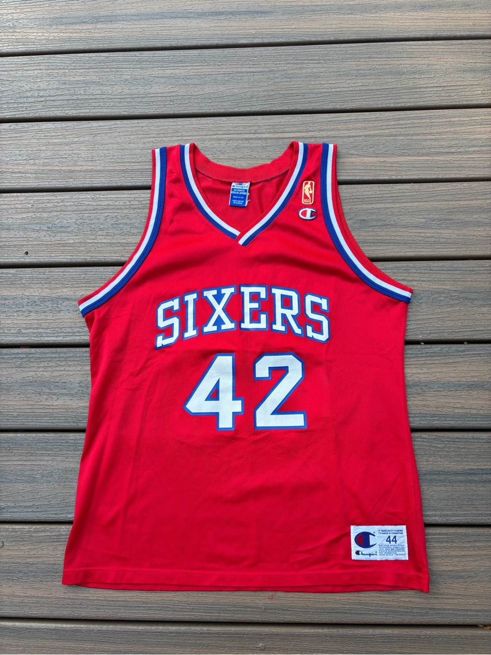 Vintage Philadelphia 76ers Jerry Stackhouse Champion Gold Logo Jersey Men’s 44